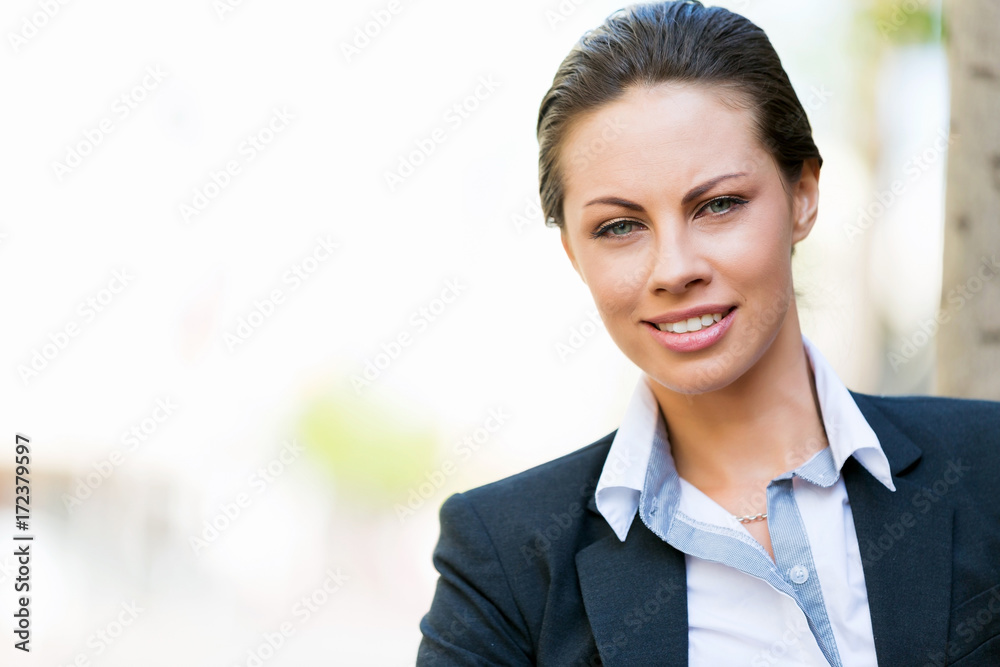 Portrait of business woman smiling outdoor Portrait of business woman smiling outdoor