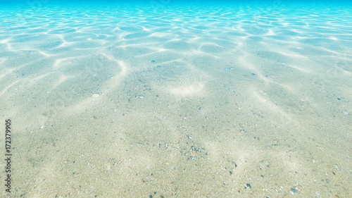 Under blue clear sea. Ocean floor. 3D render.