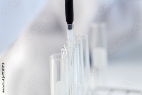 Chemical analysis in the laboratory.