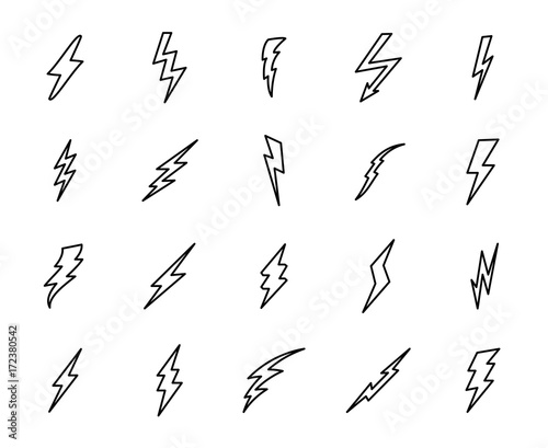 Premium set of thunder line icons.