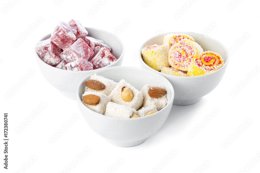 Tasty Turkish delight isolated on white Tasty Turkish delight isolated on white