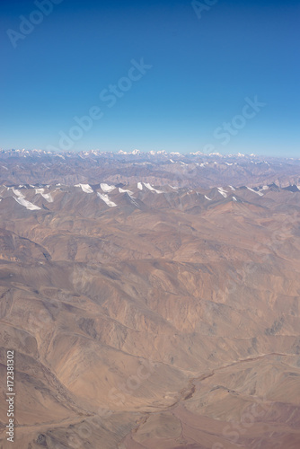 Arieal view of Beautiful Sandstone Himalayan Mountains, Leh Ladakh in India