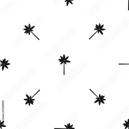 Palm woody plant pattern seamless black