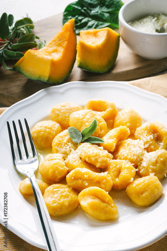 handmade potato gnocchi whit Pumpkin