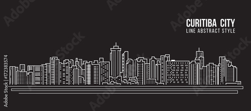 Cityscape Building Line art Vector Illustration design - Curitiba city