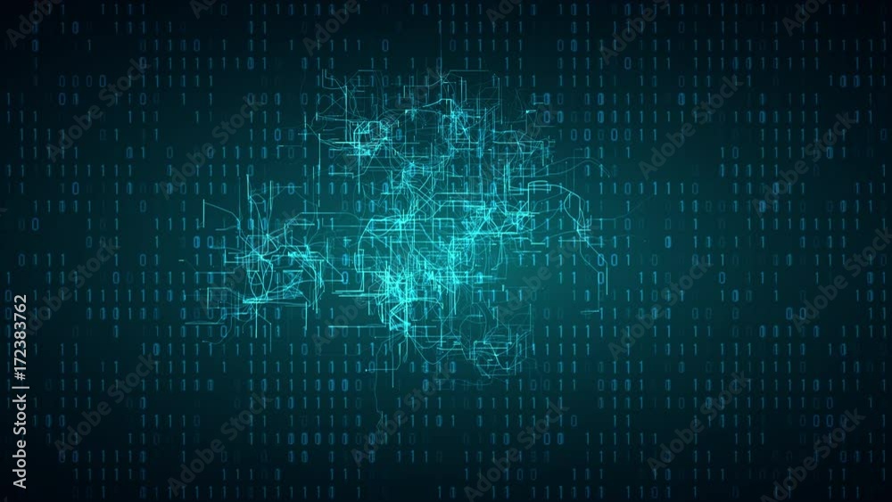 Digital connectivity, artificial intelligence and data storage concept. Emerging connections, conductors and neural signals over binary technology background Digital connectivity, artificial intelligence and data storage concept. Emerging connections, conductors and neural signals over binary technology background