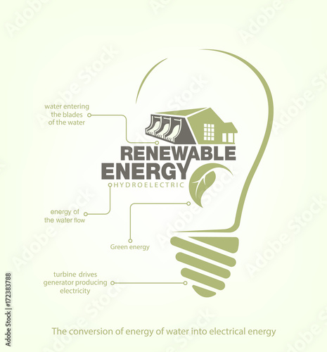 Renewable energy of hydroelectric power in bulb.