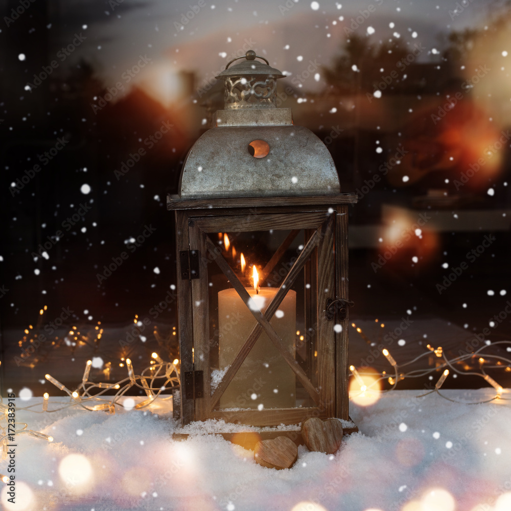 Winter still life with a lantern Winter still life with a lantern