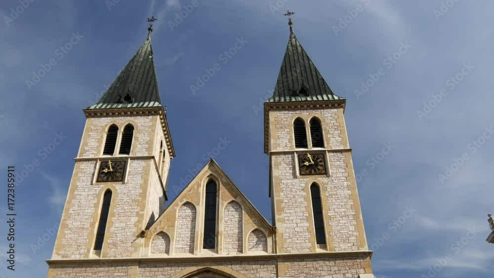 Time lapse from the Cathedral of the most holy heart of Jesus in Sarajevo Bosnia and Herzegovina Time lapse from the Cathedral of the most holy heart of Jesus in Sarajevo Bosnia and Herzegovina