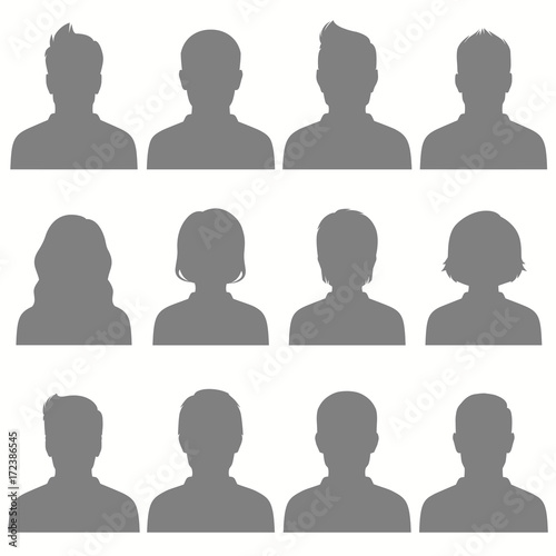 set of flat avatar, vector people icon, user faces design illustration photo