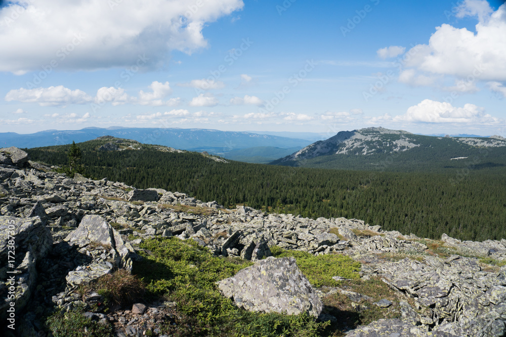 Mountain landscape in the vicinity of Mount Iremel.