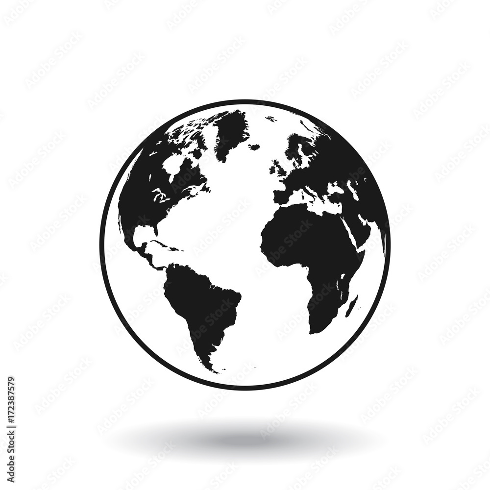 Fototapeta premium Vector Black Globe world map