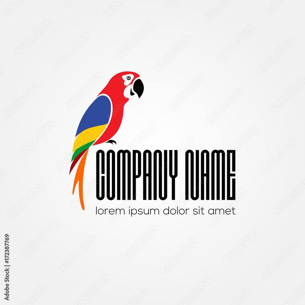 Naklejka premium Projektowanie logo papugi. Ilustracji wektorowych