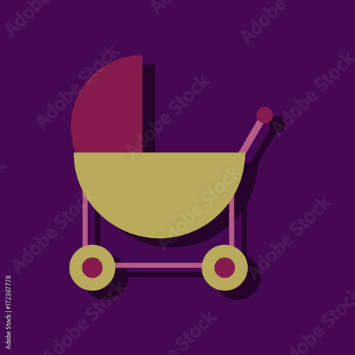 flat vector icon design collection baby carriage silhouette in sticker style