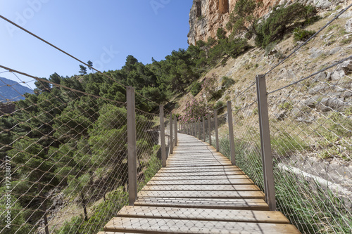 Hiking trail El Caminito del Rey. Malaga province, Spain
