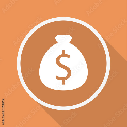 Runder Button mit Schatten - Geldsack - Dollar