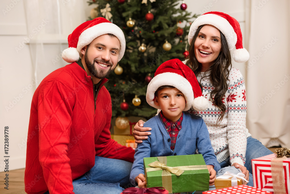 happy family with christmas presents happy family with christmas presents
