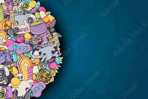 Halloween background. Holiday design elements. Template for flyer brochure banner advertisement. Vector illustration. 