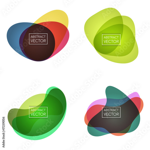 Abstract shapes form. Paper style. Blue, yellow, red and green papers. Stock vector.