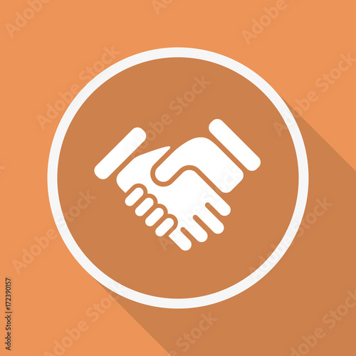 Runder Button mit Schatten - Handschlag