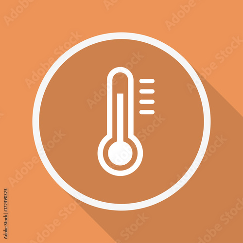Runder Button mit Schatten - Thermometer - warm