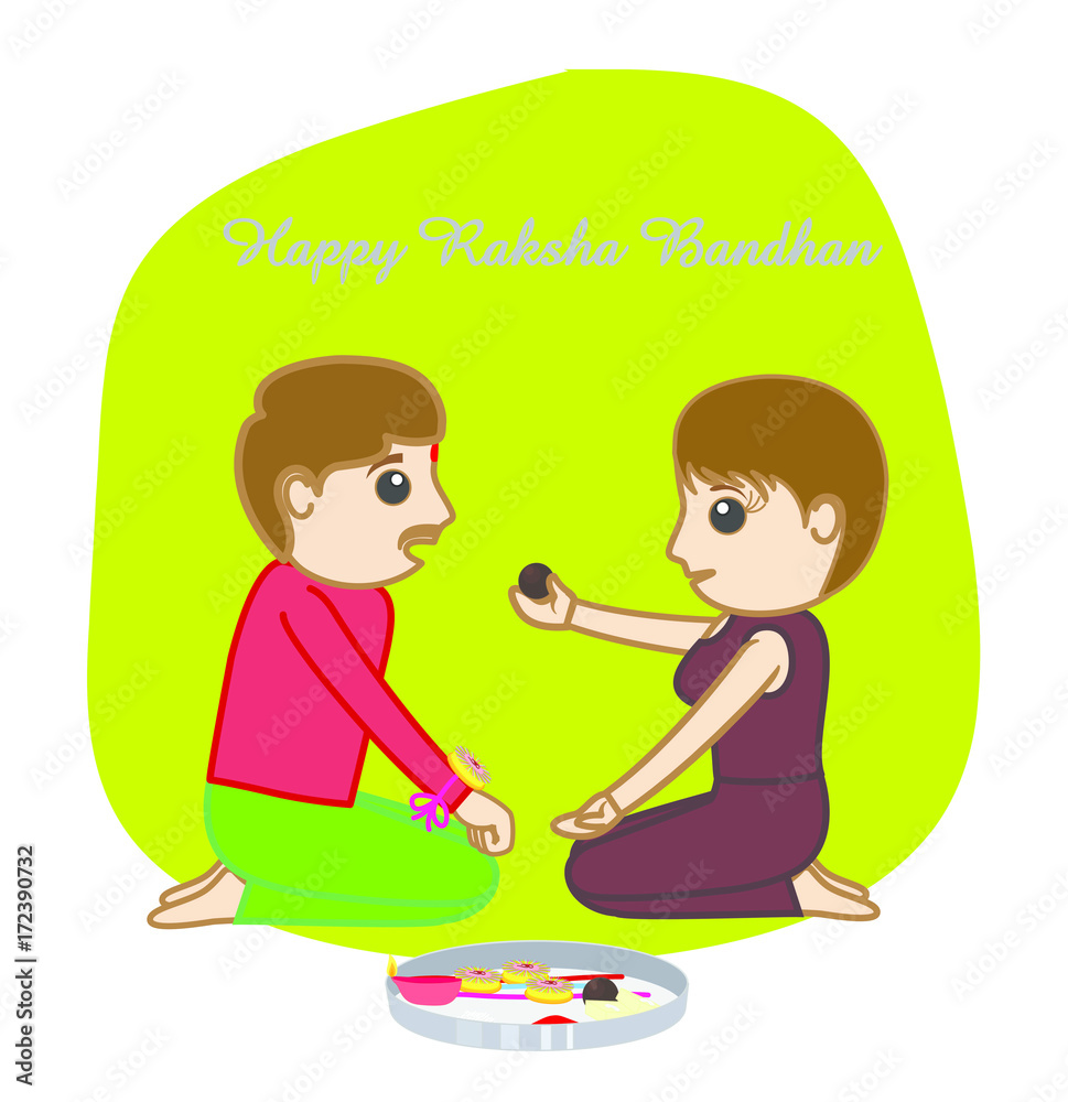 Happy Raksha Bandhan - Cartoon Characters Vector Happy Raksha Bandhan - Cartoon Characters Vector
