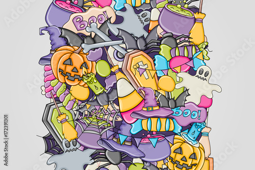 Fototapeta Naklejka Na Ścianę i Meble -  Halloween background. Holiday design elements. Template for flyer brochure banner advertisement. Vector illustration. 