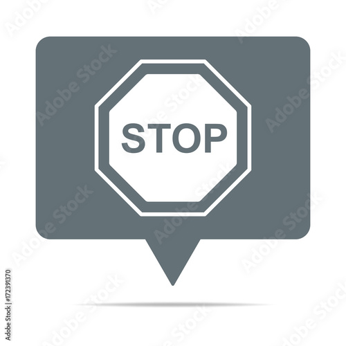 Graue Sprechblase mit Stopschild