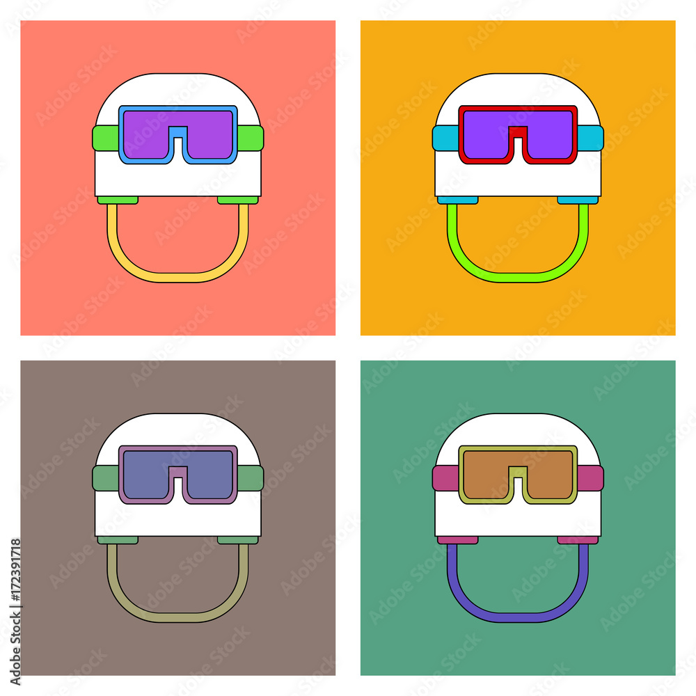 flat vector icon design collection military helmet with goggles