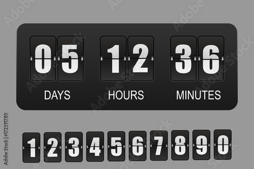 Countdown timer. Vector flip clock