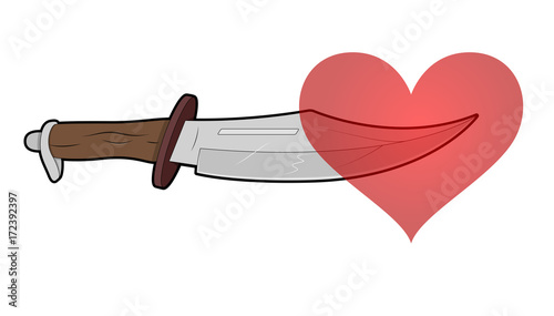 Knife with Heart Vector - clip-art vector illustration