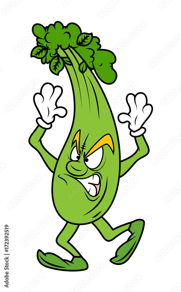 Angry Cartoon Zucchini Vector Stock Vector | Adobe Stock