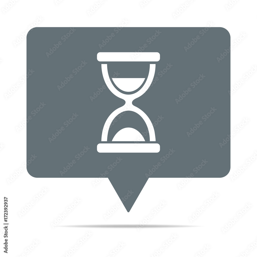Graue Sprechblase mit Sanduhr
