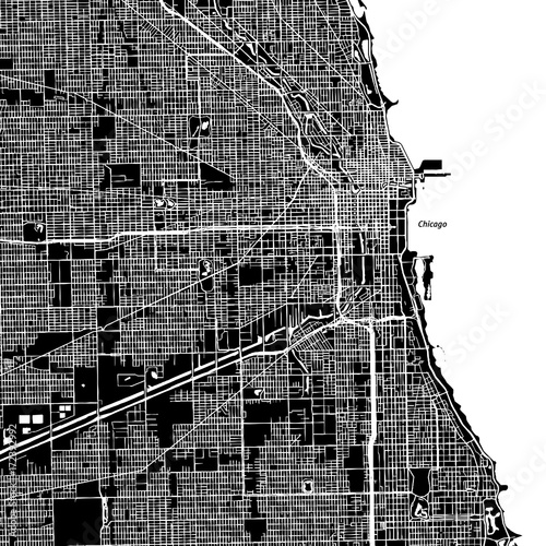 Chicago, Illinois. Downtown vector map.
