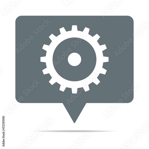 Graue Sprechblase mit Zahnrad - Optionen