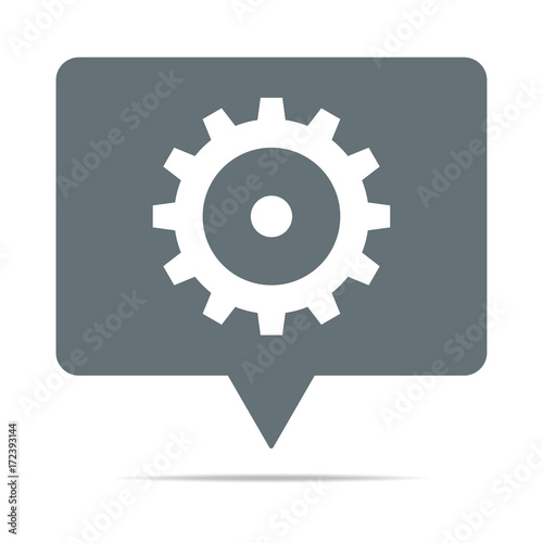 Graue Sprechblase mit Zahnrad - Systemeinstellungen
