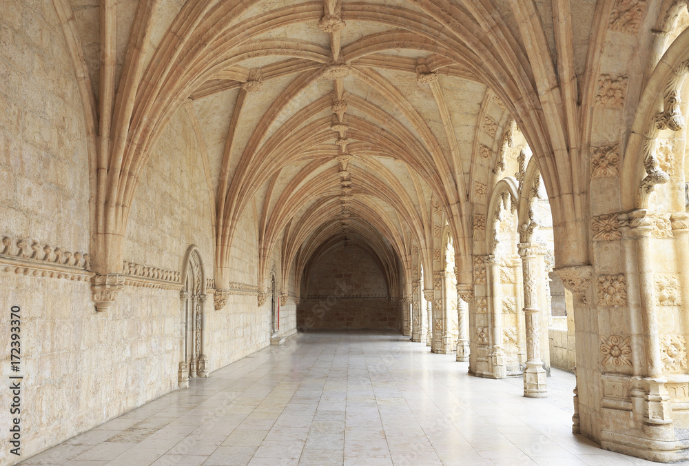 The Jeronimos Monastery or Hieronymites Monastery, is a former monastery of the Order of Saint Jerome near the Tagus River in the parish of Belém, Gothic architecture