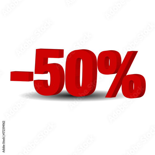 50 percent off, sale background, object 3D.