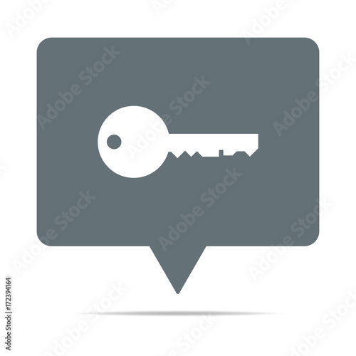 Graue Sprechblase mit Schlüssel