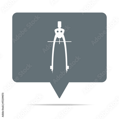Graue Sprechblase mit Zirkel