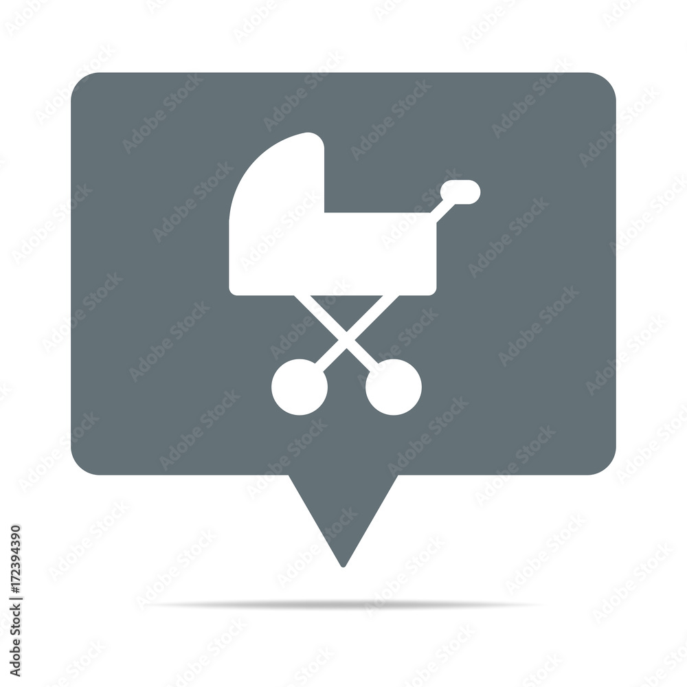 Graue Sprechblase mit Kinderwagen - Baby Graue Sprechblase mit Kinderwagen - Baby