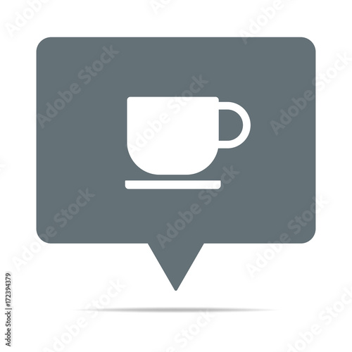 Graue Sprechblase mit Kaffeetasse