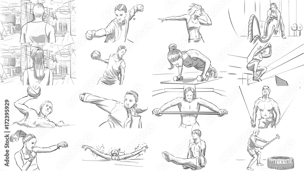 Portraits of sports people in a gym Portraits of sports people in a gym