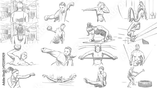 Portraits of sports people in a gym