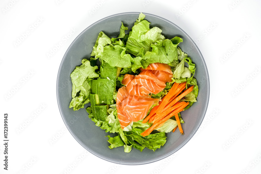 Fresh seafood salad with smoked salmon