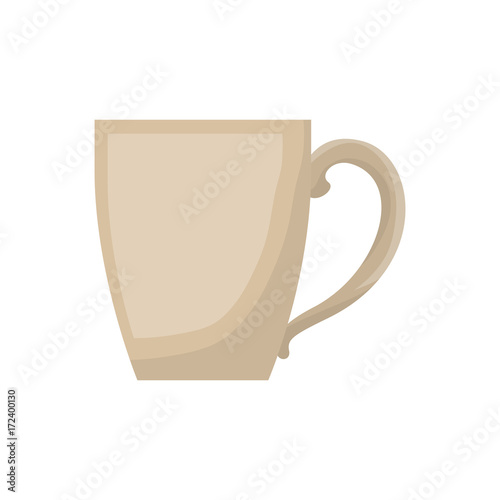 porcelain mug of coffee with handle in realistic colorful silhouette on white background vector illustration