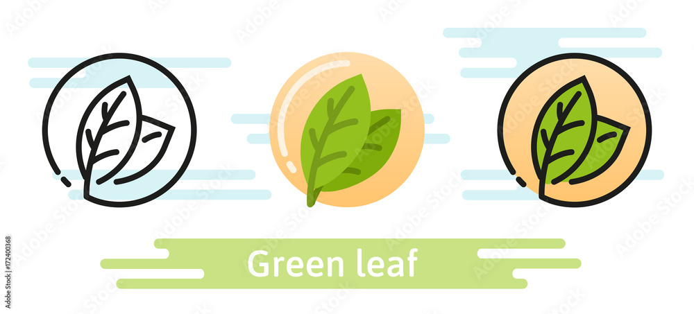 Green leaf icon. Eco vector symbol.