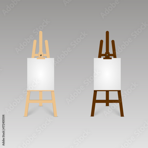 Vector set of wooden brown sienna easels. Vector.