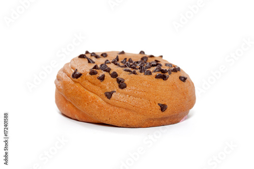 Chocolate Chips Coffee Bun isolated on white background