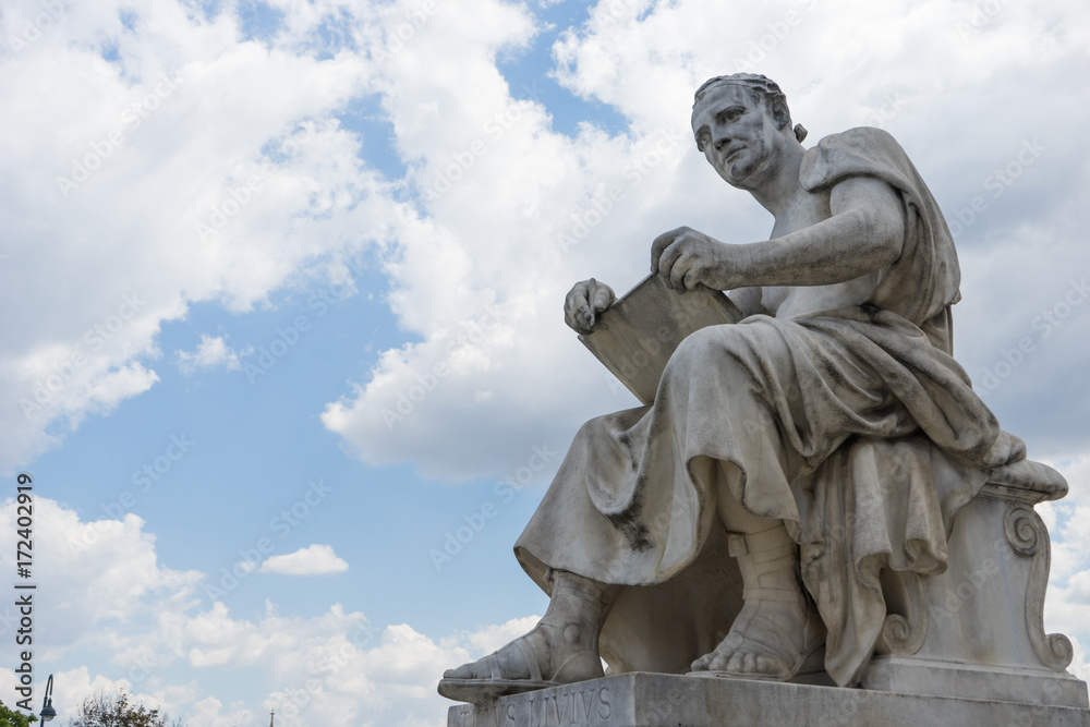 Statue portrait of Titus Livius in front of the austrian parliament in Vienna Statue portrait of Titus Livius in front of the austrian parliament in Vienna